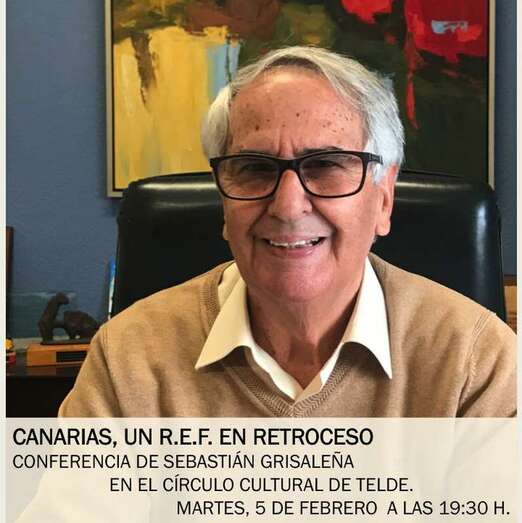 Cartel anunciador de la conferencia (Foto TA)